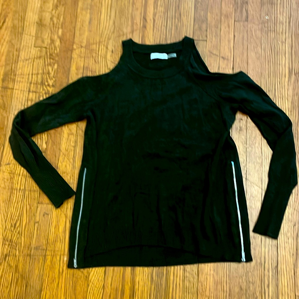 Ramy Brook Zipper Accent Cold Shoulder Sweater.